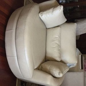 Beige leather lounge chair
